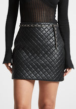 vegan-leather-quilted-mini-skirt-with-chain-black