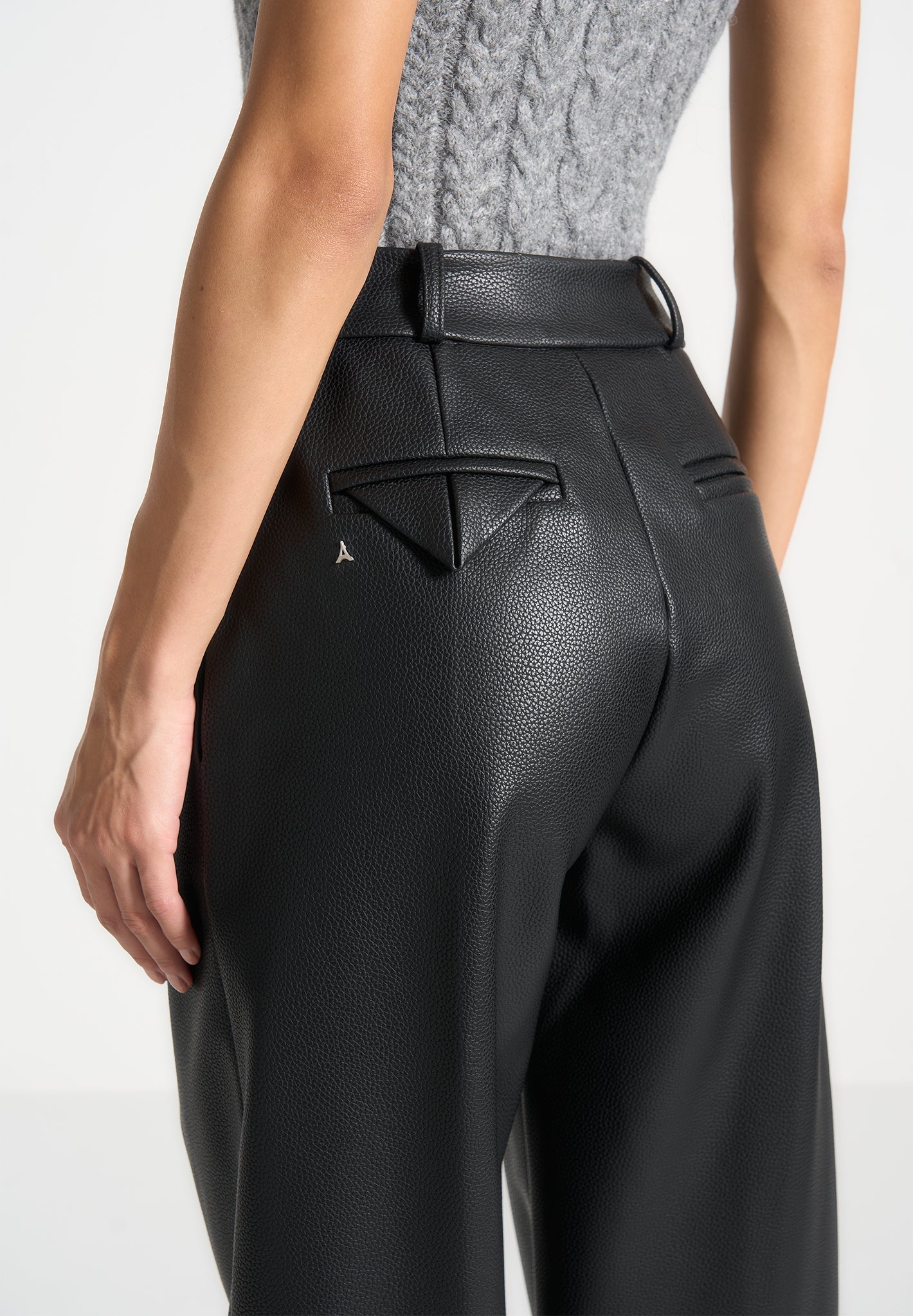 olivia-pebbled-leather-pleated-stacked-trousers-black