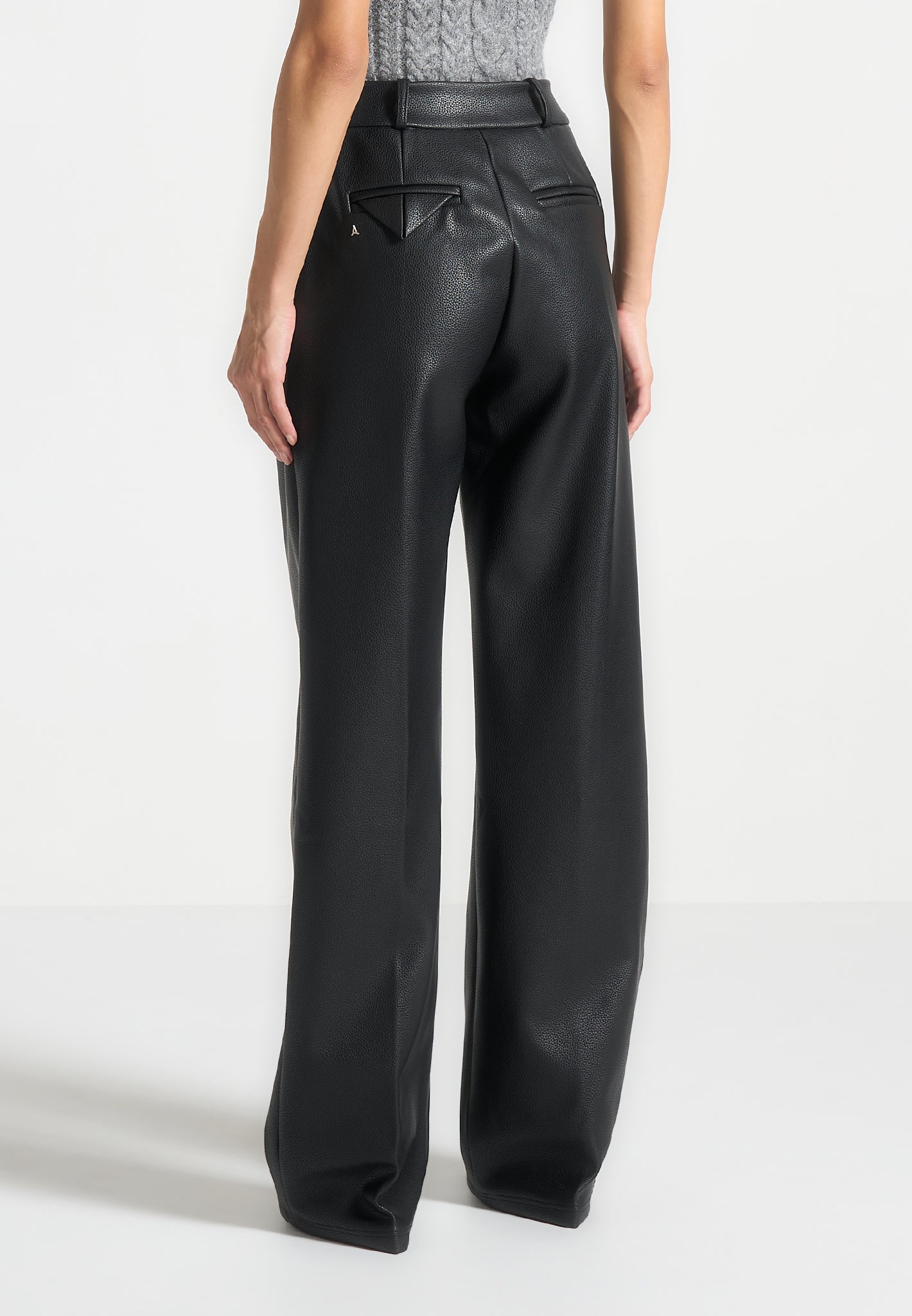 olivia-pebbled-leather-pleated-stacked-trousers-black