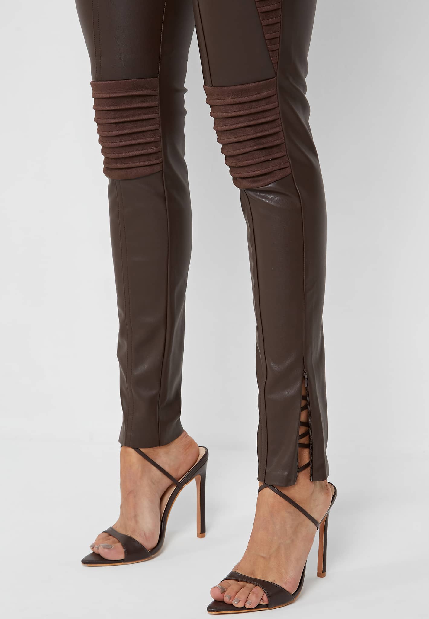 Chocolate brown discount faux leather leggings