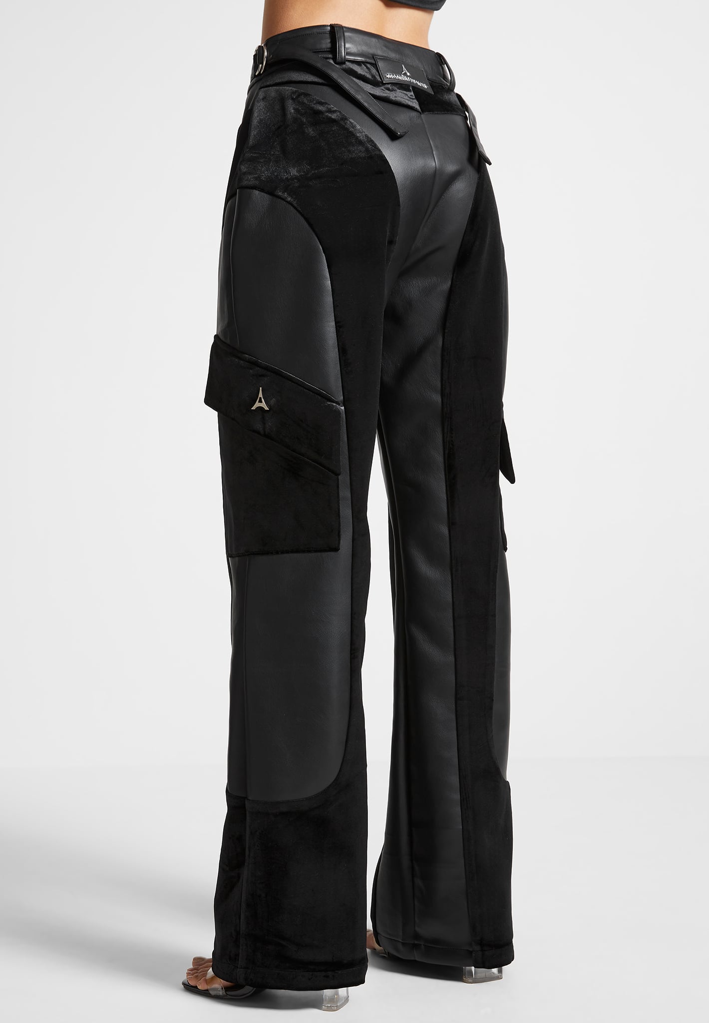 Satin Waistband Pinstripe Trousers - Black