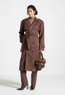 Amance - Suede Trench Coat - Brown