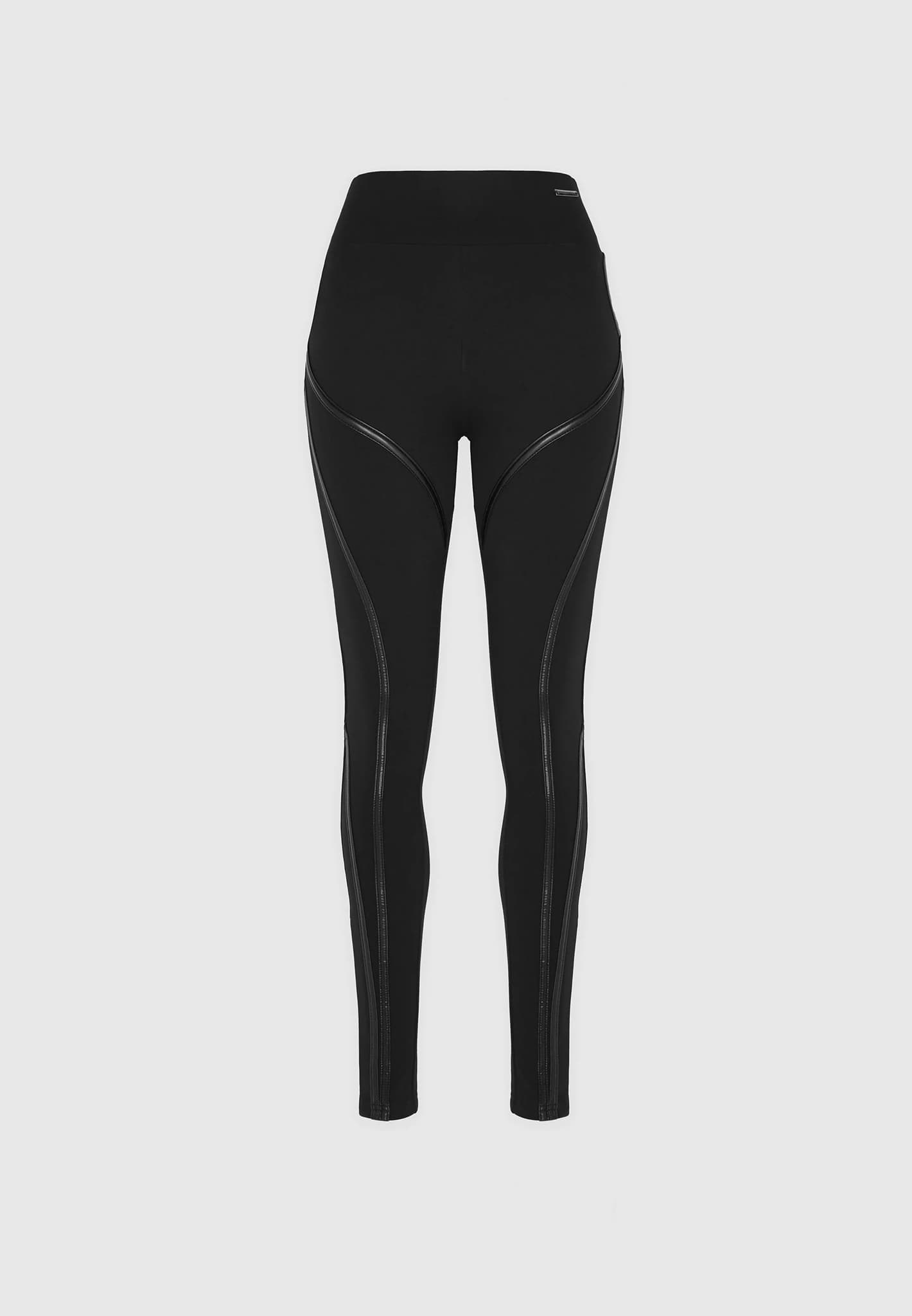 LEGGINGS WITH CONTRAST TOPSTITCHING - Black