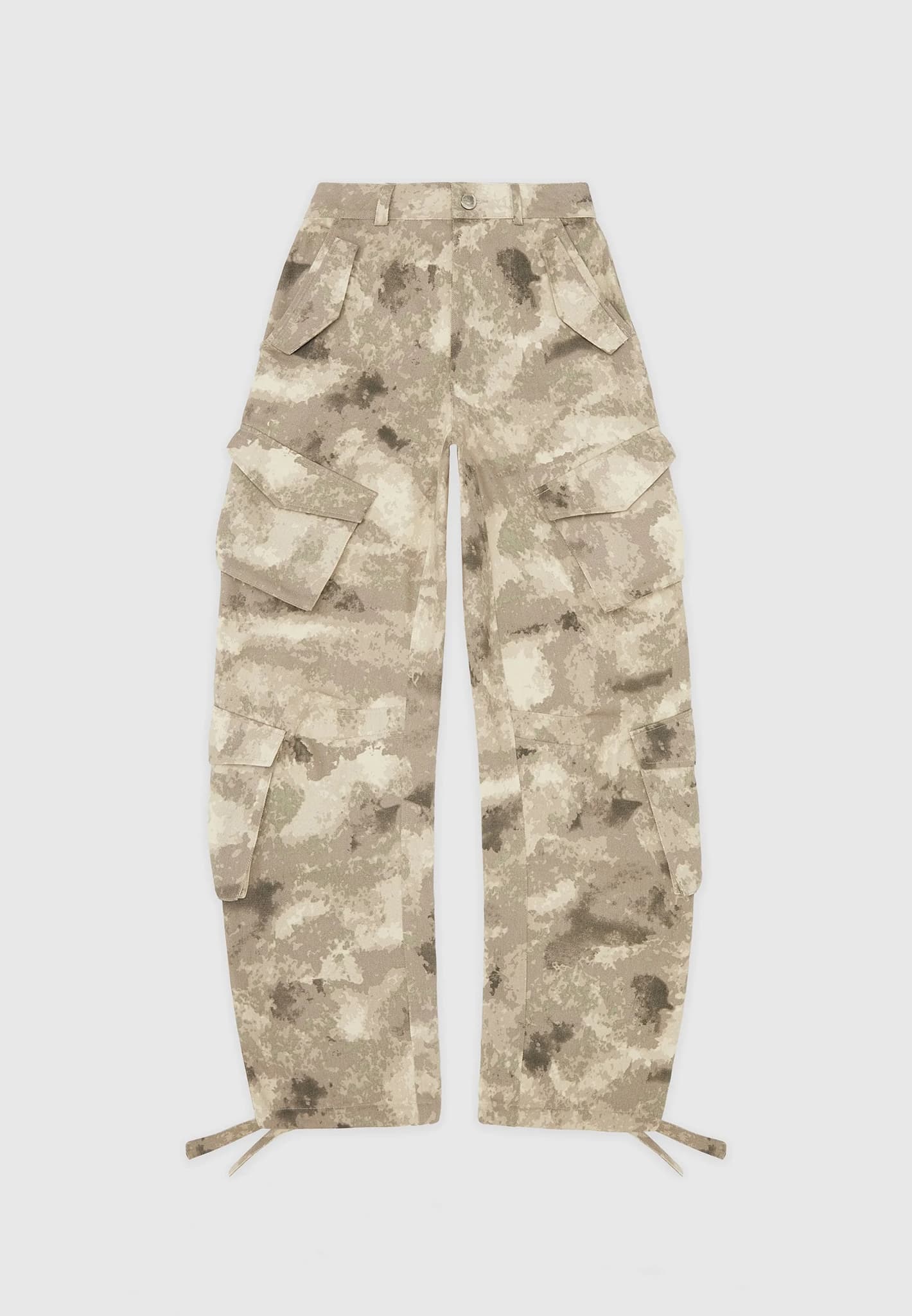 Beige Flared Cargo Pants Camo Bellbottom Low Rise Trousers -  Canada