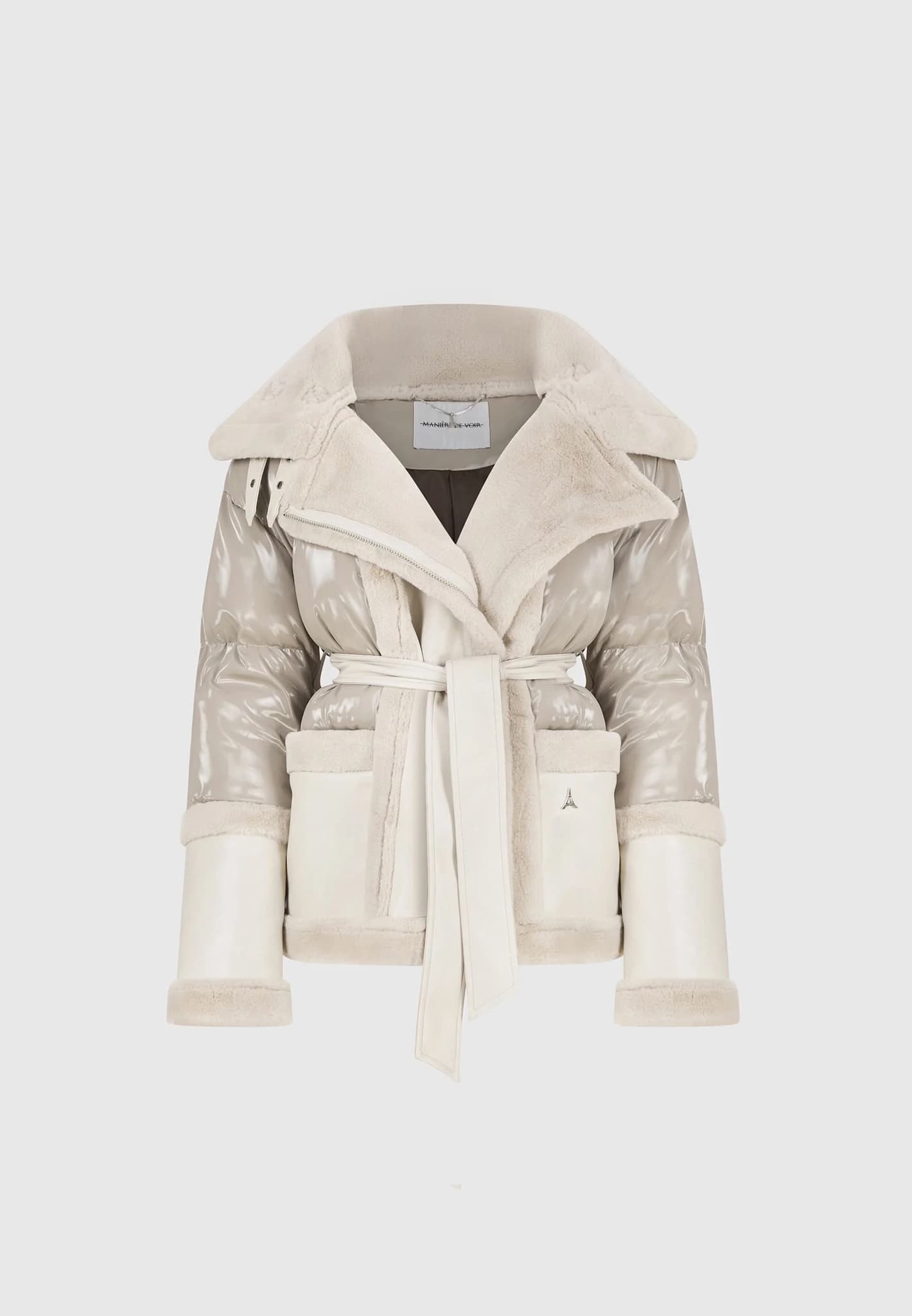 vegan-leather-and-plush-puffer-jacket-with-belt-beige