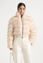 Ama - Plush Cropped Puffer Jacket - Ivory