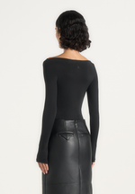 BS003 - Boat Neck Bodysuit - Black