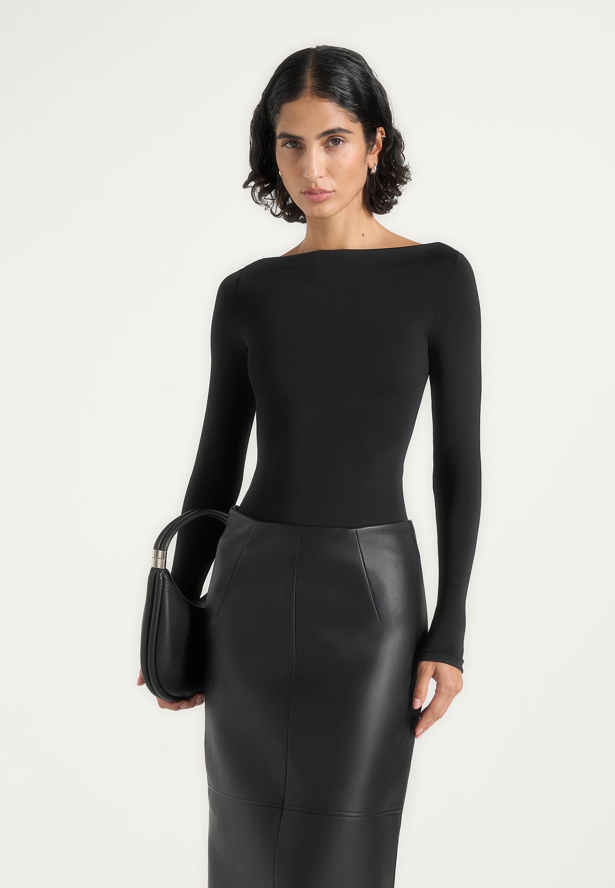 BS003 - Boat Neck Bodysuit - Black