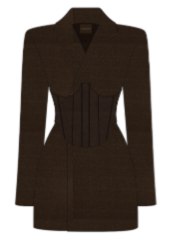 Lacey - Tailored Blazer Dress With Reversible Corset - Brown