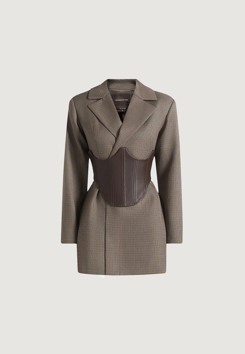 Lacey - Tailored Blazer Dress With Reversible Corset - Brown