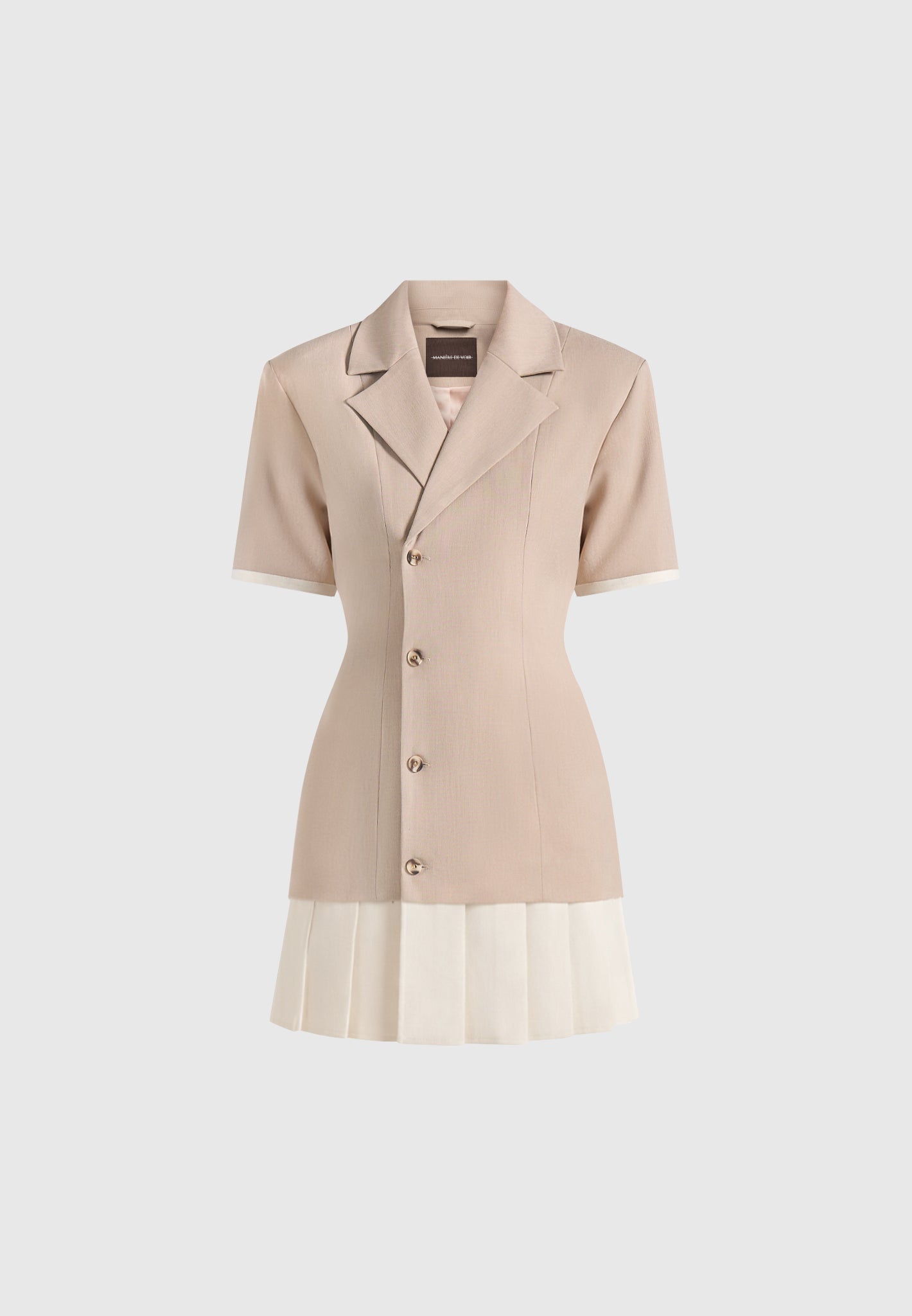 baya-tailored-cinch-waist-pleated-blazer-dress-taupe