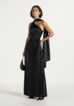Aurelie - Pleated One-Shoulder Maxi Dress - Black