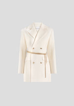 Zara - Double Breasted Blazer Dress With Chain - Off White