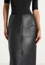Stevie - Smooth Leather Maxi Skirt - Black