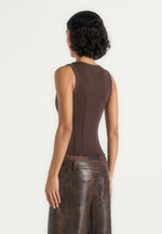 Tess - Corset Seam Tank Top - Brown