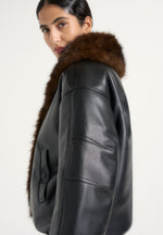 Oakley - Fur Collar Leather Bomber Jacket - Black