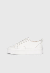 Vienna - Leather Contrast Stitch Sneaker - White