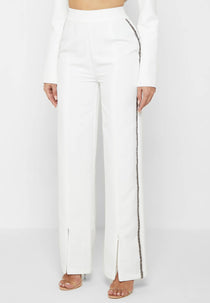 Embellished Trousers - White