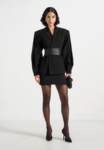 marie-twist-sleeve-blazer-with-belt-black