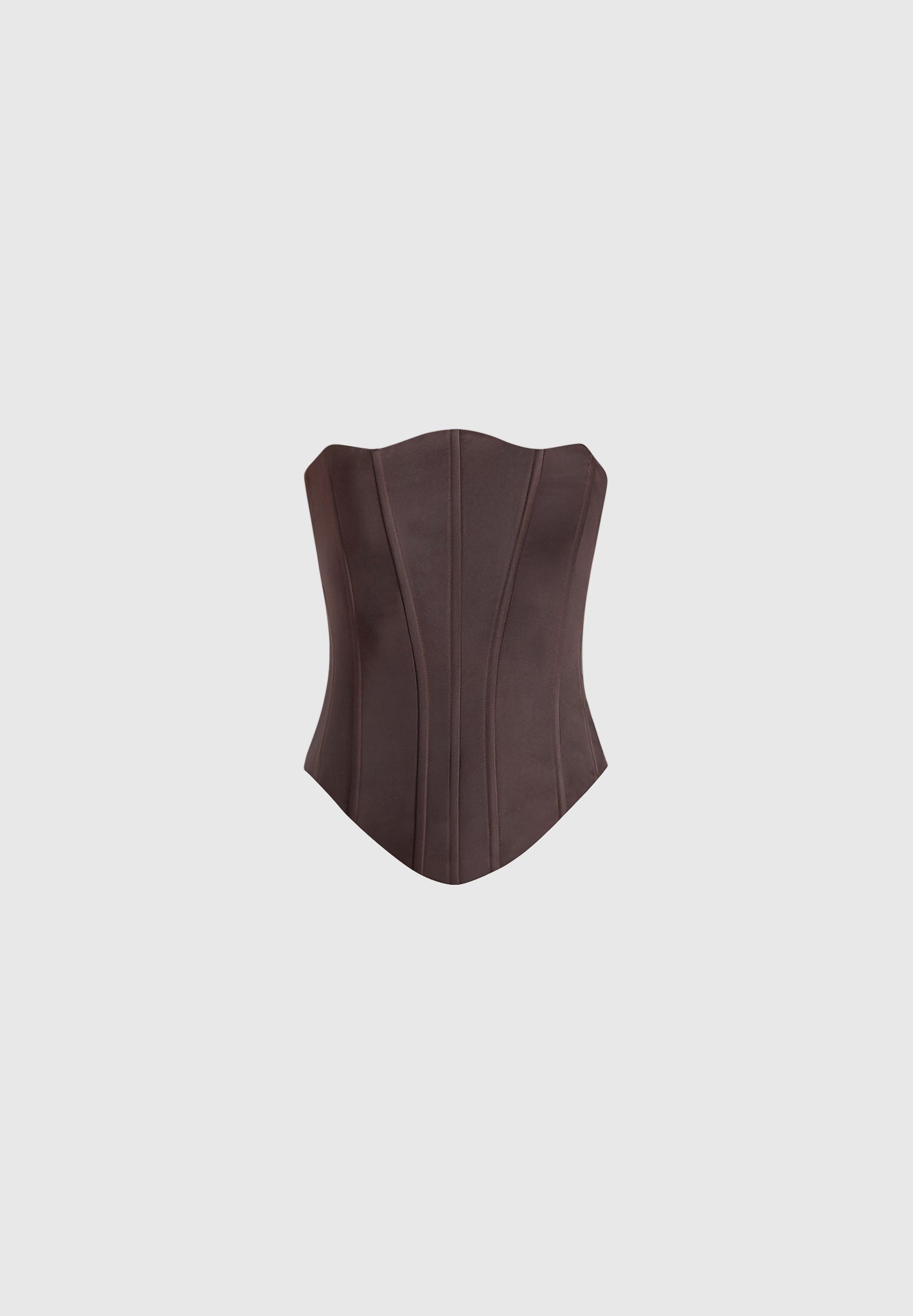 Scarlett - Satin Lace Up Corset - Brown