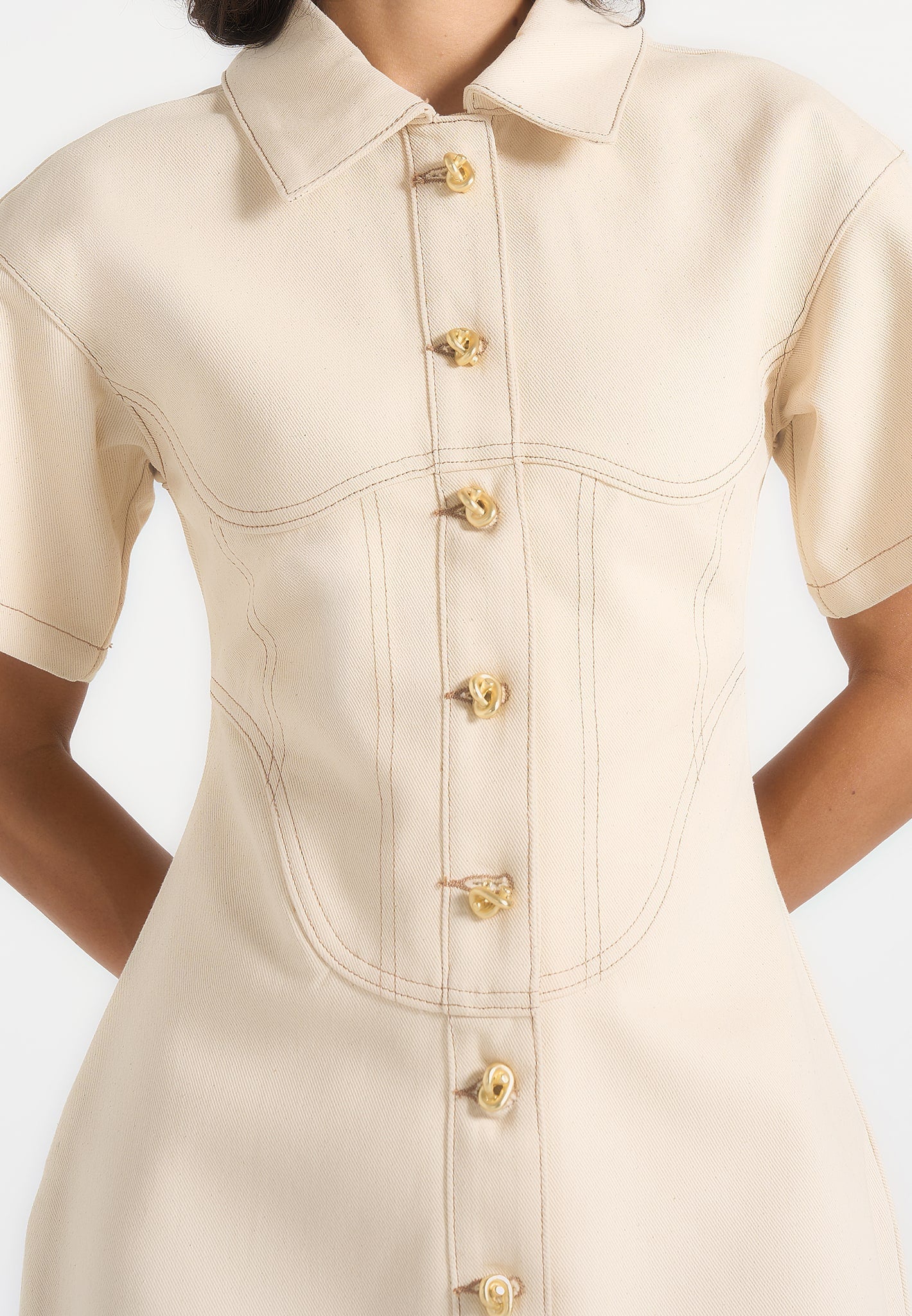 mathilde-corset-contrast-stitch-denim-dress-cream 