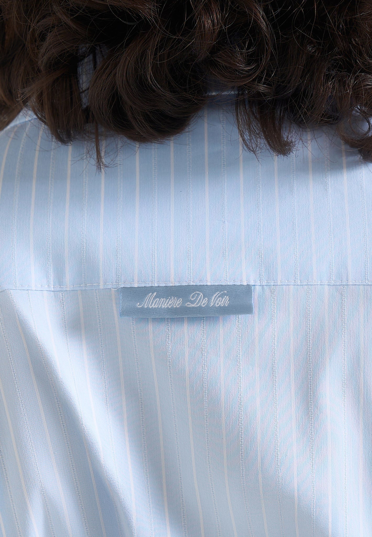 Malia - Sleeveless Tie Waist Cropped Shirt - Pale Blue
