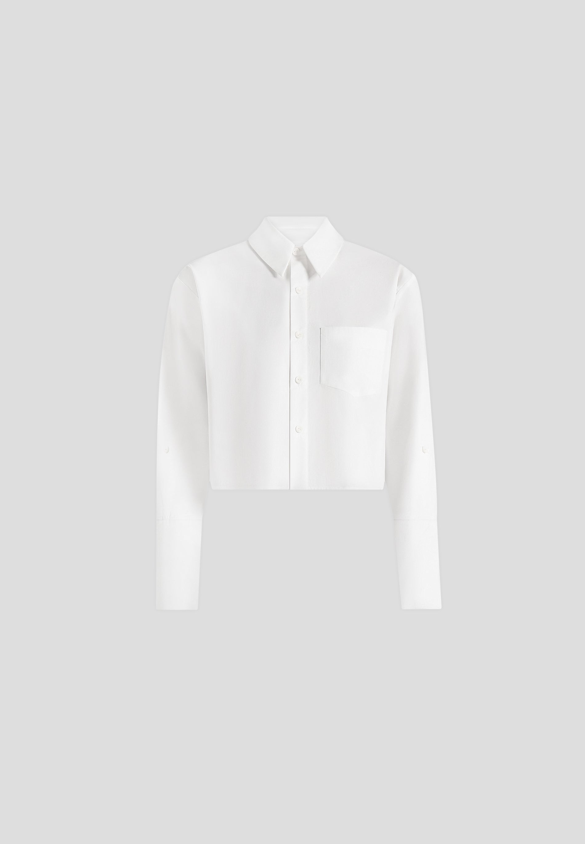 Maura - Oversized Cropped Roll Sleeve Cotton Shirt - White