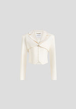 Lise - Cropped Tailored Blazer & Button Detail Bandeau - Off White