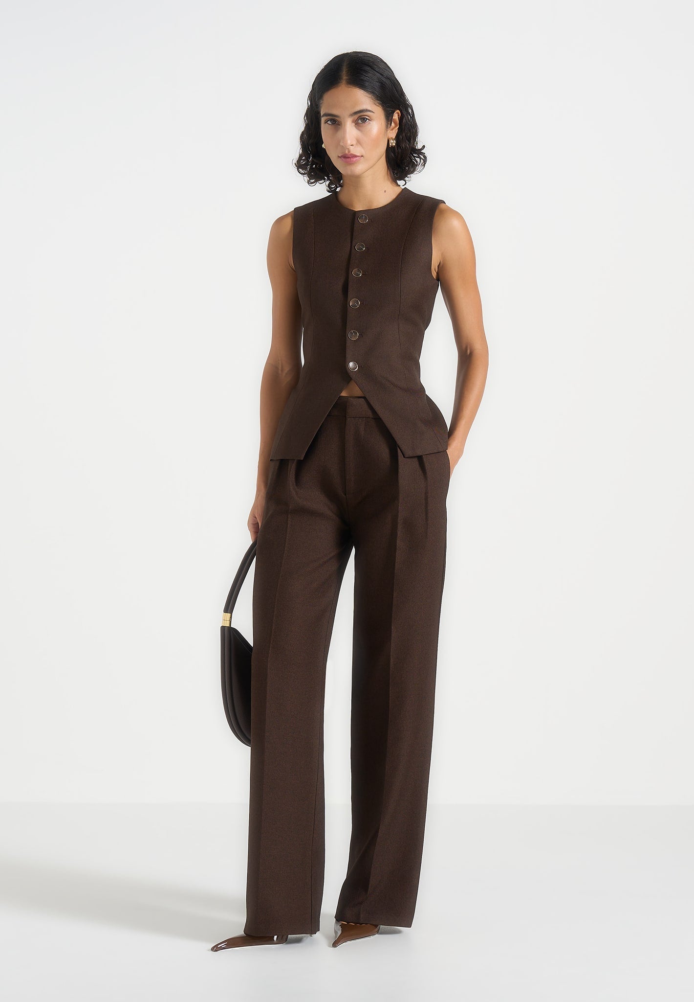 maisie-tailored-crew-neck-cinch-waistcoat-brown 