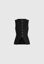 Maisie - Tailored Crew Neck Cinch Suit Vest - Black