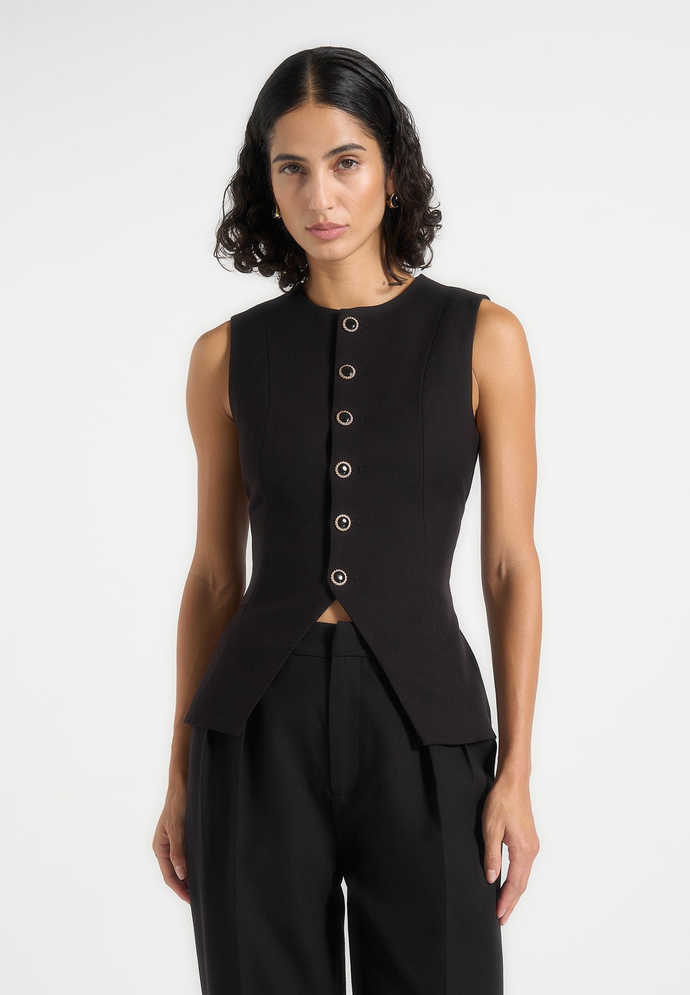 maisie-tailored-crew-neck-cinch-waistcoat-black 