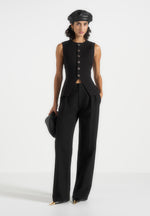 maisie-tailored-crew-neck-cinch-waistcoat-black