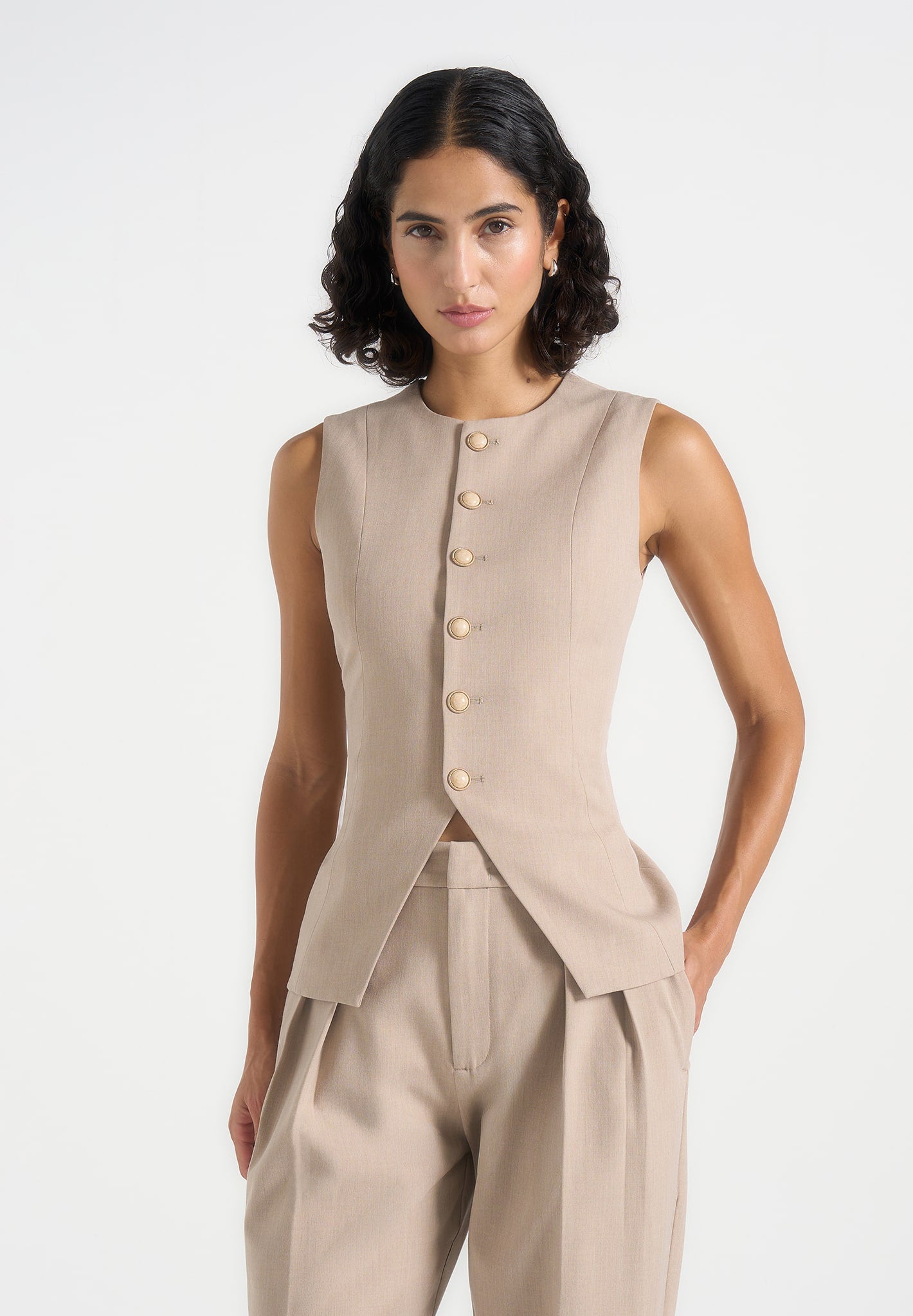 maisie-tailored-crew-neck-cinch-waistcoat-beige 