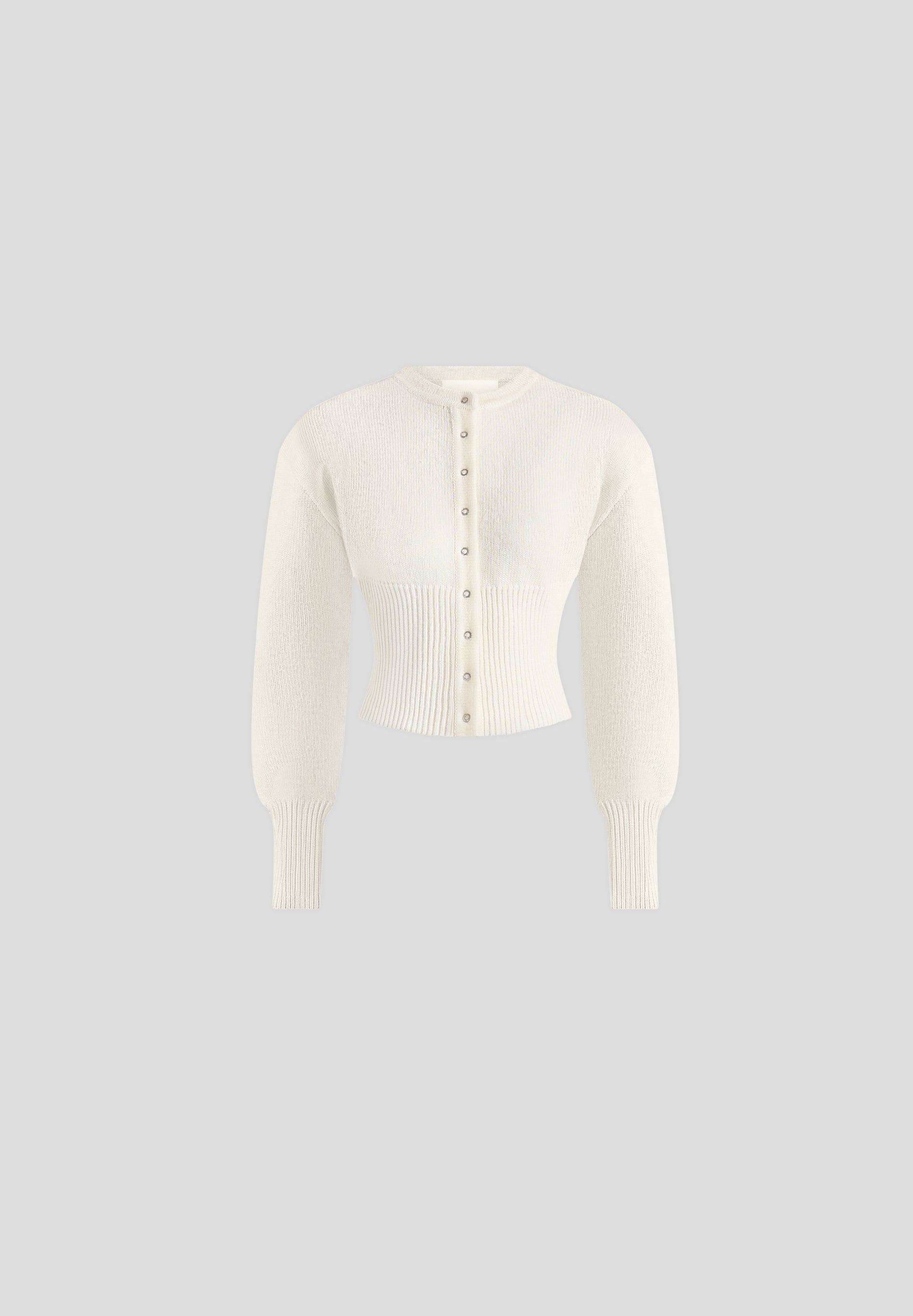 Mayla - Knitted Cinch Waist Cardigan - Cream