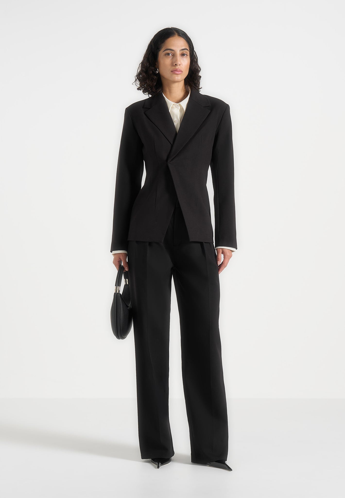 Julie - Tailored Twin Pleat Pants - Black