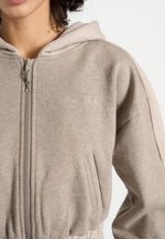 Rayna - Two Tone Relaxed Zip Through Hoodie - Taupe
