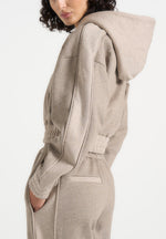 Rayna - Two Tone Relaxed Zip Through Hoodie - Taupe