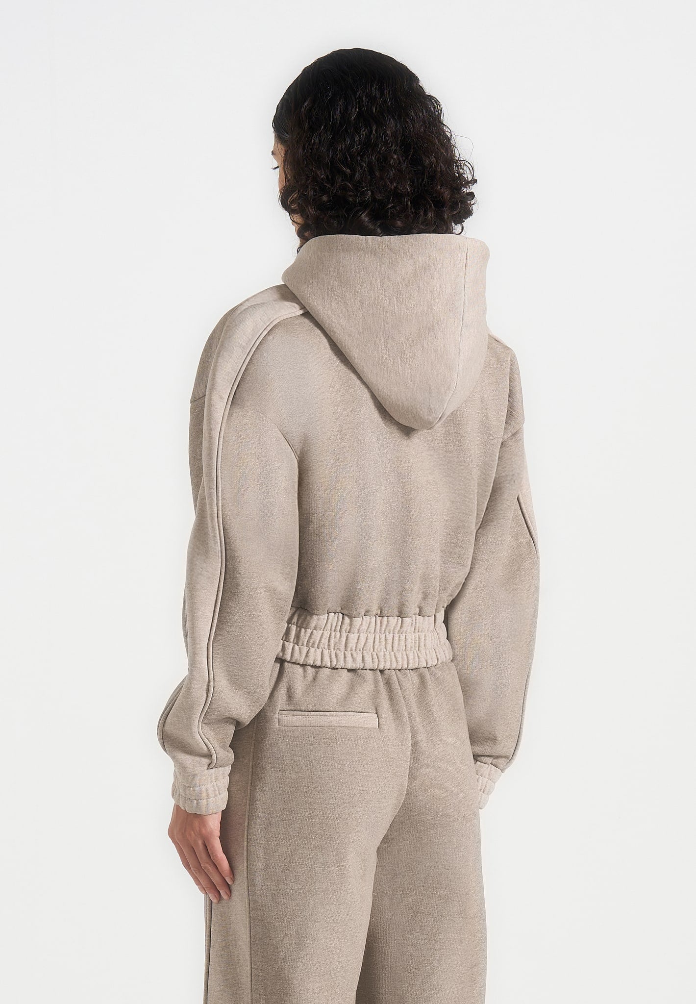 Rayna - Two Tone Relaxed Zip Through Hoodie - Taupe