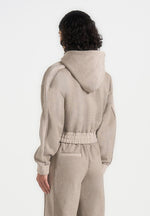 Rayna - Two Tone Relaxed Zip Through Hoodie - Taupe