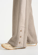Caya - Two Tone Wide Leg Popper Joggers - Taupe