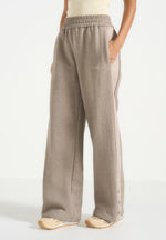 Caya - Two Tone Wide Leg Popper Joggers - Taupe