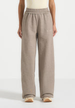 Caya - Two Tone Wide Leg Popper Joggers - Taupe