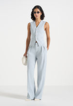Christine - Tailored Cinched Suit Vest - Pale Blue
