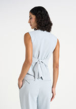 Christine - Tailored Cinched Suit Vest - Pale Blue