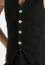 Christine - Tailored Cinched Suit Vest - Black
