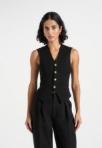 Christine - Tailored Cinched Suit Vest - Black