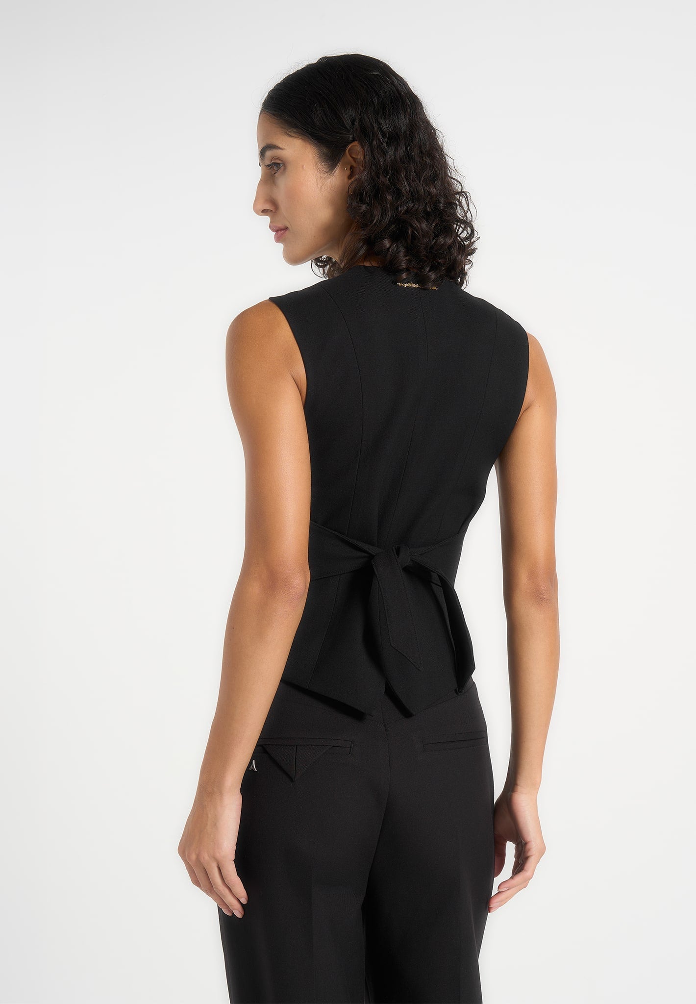 Christine - Tailored Cinched Suit Vest - Black