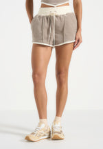 delina-contrast-velour-mini-shorts-taupe