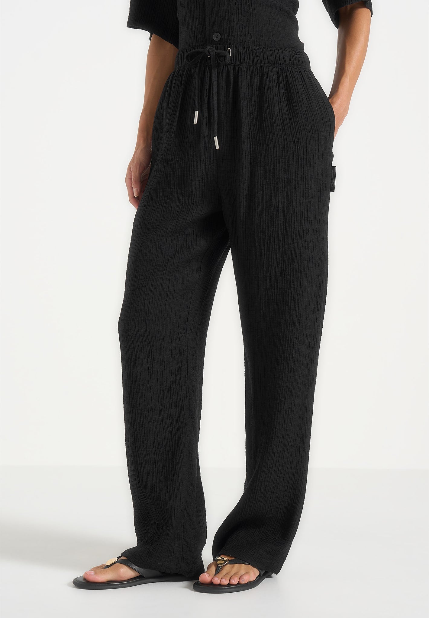 Addison - Unisex Textured Relaxed Fit Pants - Black