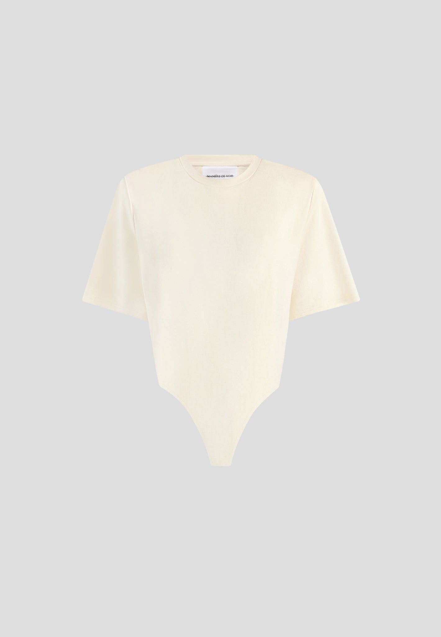 BS002 - Wide Shoulder Bodysuit T-Shirt - Pale Yellow